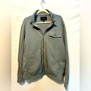 Banana Republic Woven Front Knit Sleeve Jacket Light Grey Cinders Size L